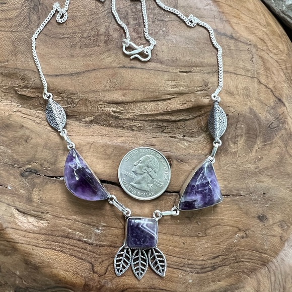 Banded amethyst Navajo style necklace - Picture 2 of 8